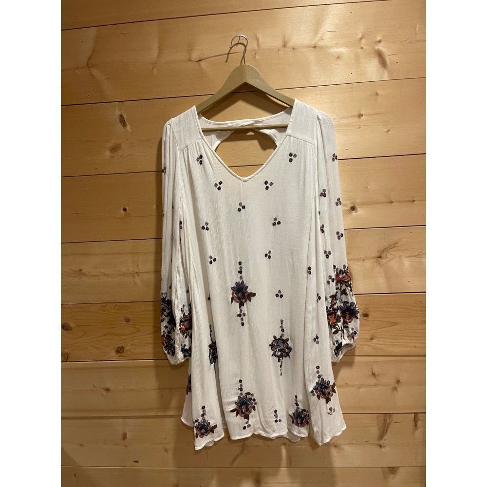 Free People Oxford White Embroidery Boho Dress Small *Flawed*